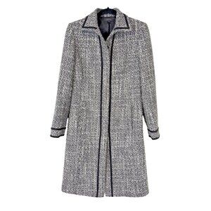 Tahari Arthur S. Levine Tweed Coat Black White Long Sleeve Women’s 4 Elegant